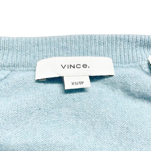 VINCE Wool & Cashmere Relaxed V-Neck Sweater Size XS Duck Egg Teal Blue - Picture 7 of 8